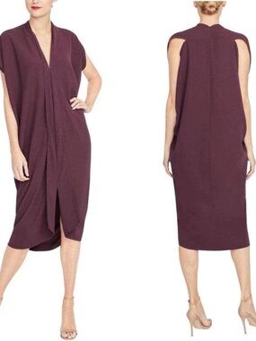 Rachel Roy Daina Slit Drapey Caftan Dress Purple Aubergine Small